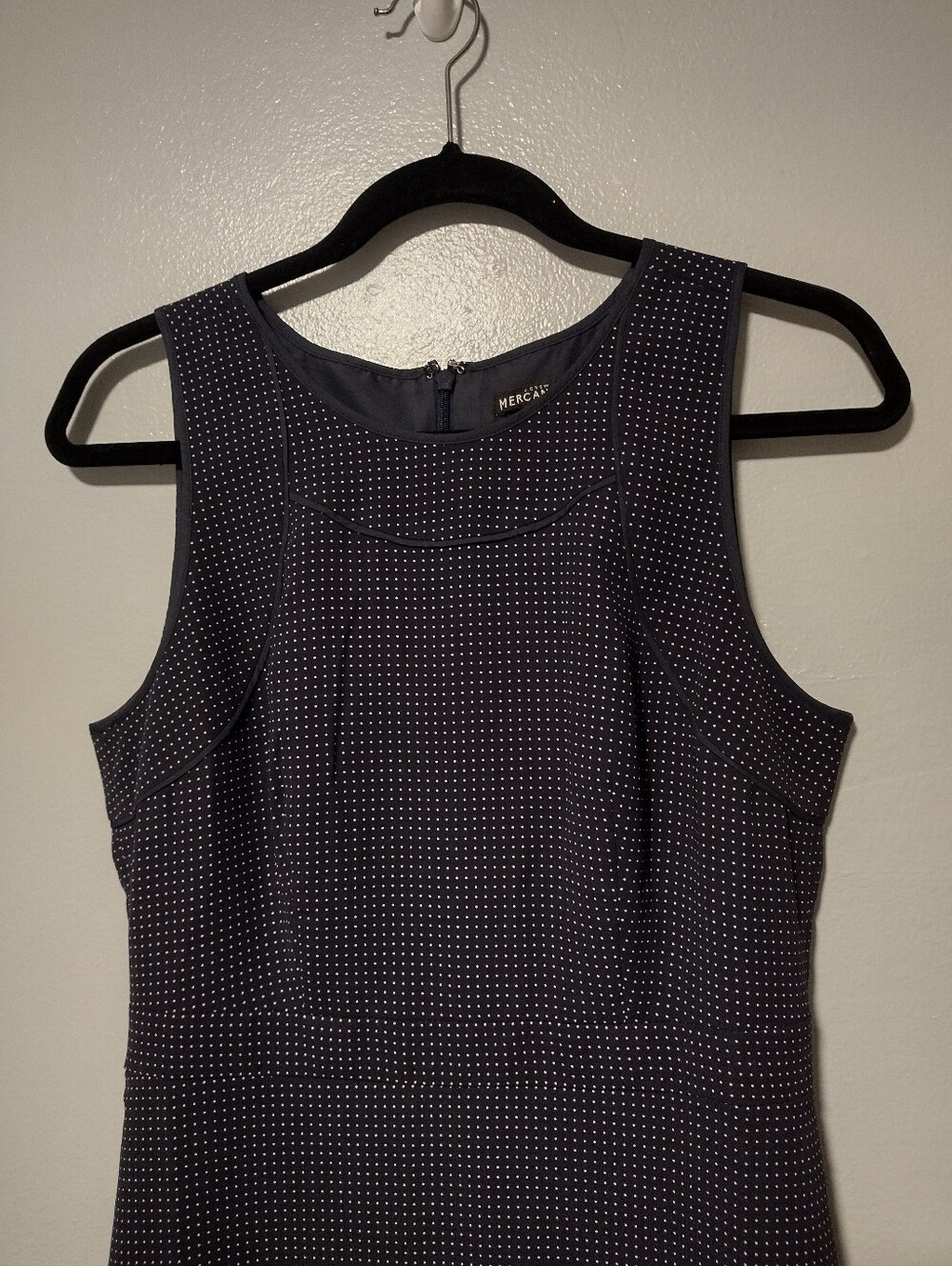 J.Crew mercantile navy blue polka dot Sheath Dress
